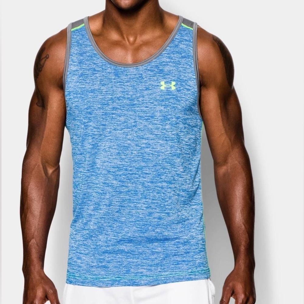 Under Armour Heat‎ Gear Heathered Blue & Gray Tank Top